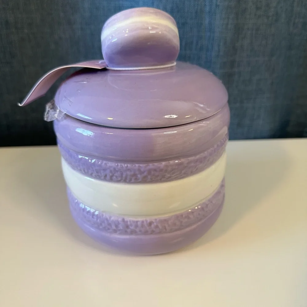 Luna & Sage Pastel Purple Macaroon Ceramic Cookie / Sugar Jar Kitchen Canister